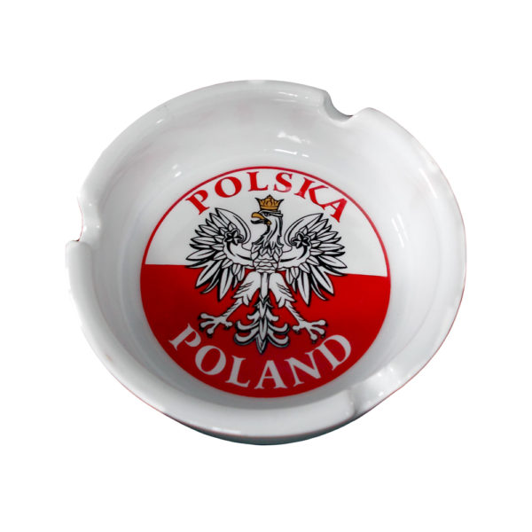 Popielniczka biała orzeł w kole-0