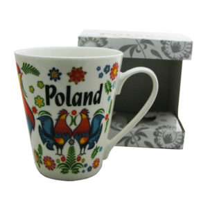 Kubek skośny folk koguty-0