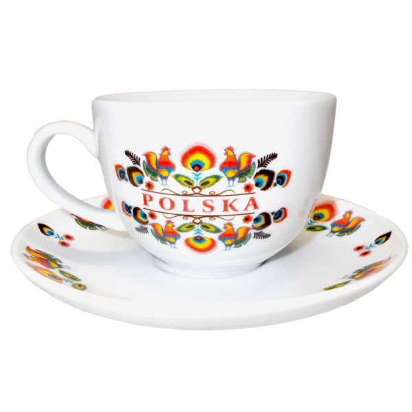 Filiżanka folk z kogutami-0