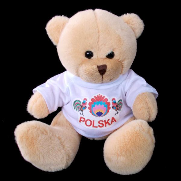 Duży pluszowy miś Polska koguty-0